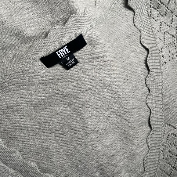 FRYE Sweater Beautiful Detail soft sage green color Size Medium - Picture 4 of 5